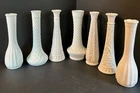 Lot of 7 Vtg Milk Glass Bud Vases