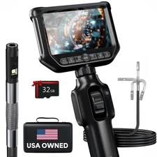 Two-Way Articulating Borescope 360°, Dual Lens Inspection Camera with Light, ...