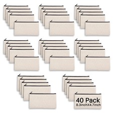 Blank Canvas Bag Zipper Pouch Makeup Bags Bulk - Multi-Purpose Canvas Pencil ...
