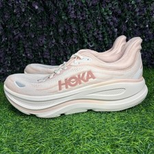 Hoka Bondi 9 Women's Size 9.5B Rose Latte Cream Running Shoes Sneakers Comfort