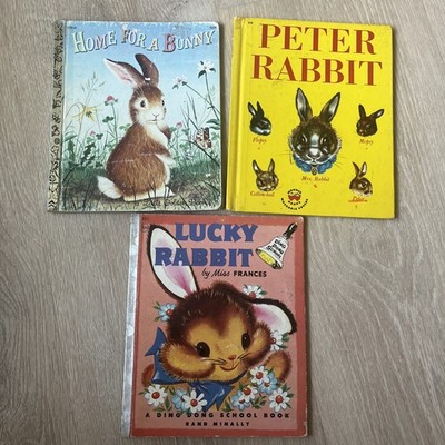 Vtg Kid Book Lot 3pc ''Peter Rabbit'' Beatrix Potter 1947 1st Edition +Golden Book