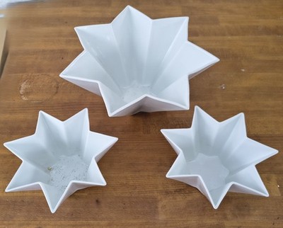 3er Set stylische, weiße Stern Schalen mit hohem Rand von Kaheku schöner Wohnen