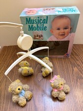 Vintage Dolly Musical Baby Crib Mobile Plush Teddy Bears Brahms Lullaby Tested