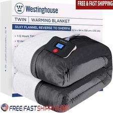 Electric Heated Blanket Dual-Sided Sherpa Fleece Auto Shut-Off 10 Heat Levels US