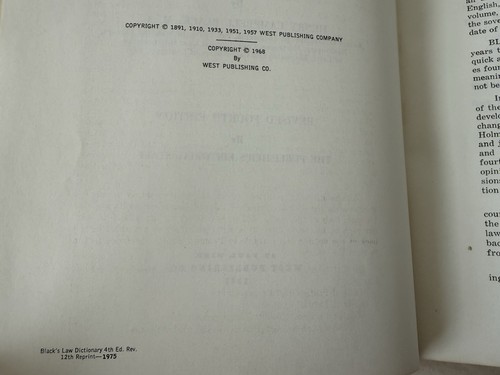 Black's Law Dictionary Book, Revised Fourth Edition, 12th Reprint (1975) - Foto 10 di 10