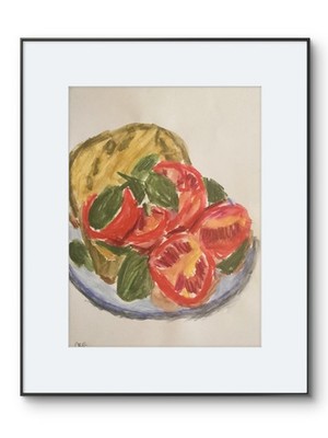 11x14 Tomato Pop Art Relaxed Kitchen Still Life Neo Colour II Pastel on Paper