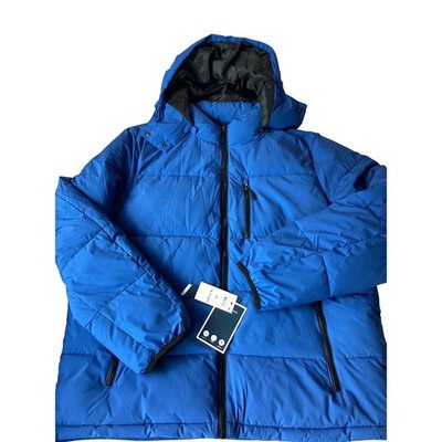 Club Room Men's XL Blue Puffer Jacket Hooded Water Resistant Stretch NWT