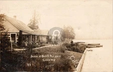 Scene Bent's Camp Resort Cabins Cisco WI Wisconsin 1912 RPPC Photo Postcard COPY