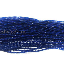 Blue Spinel Faceted Beaded Necklace, 2mm Round Faceted Beads, Blue Spinel Beads