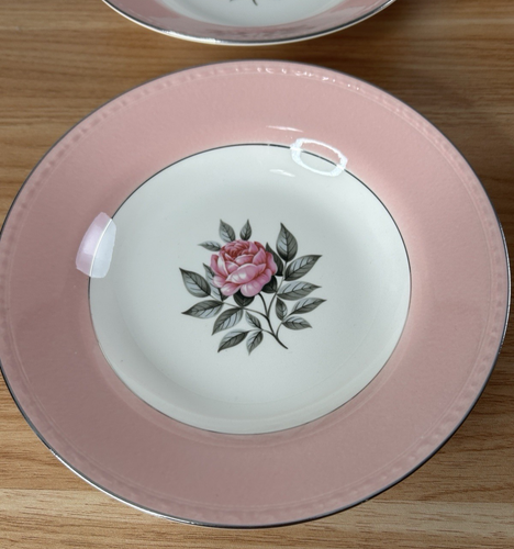 Cunningham & Pickett Norway Rose Cereal Bowls Pink Rose 8 In Set of 4 - Picture 2 of 19