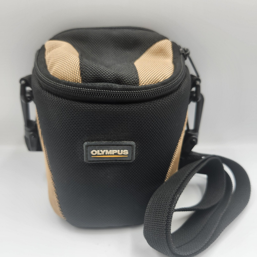 Olympus Camera Bag Case Black Tan Shoulder Strap Compact Padded Pocket Zippered