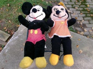 VTG Pair of Walt Disney California Stuffed Mickey Minnie Mouse Large Plush Dolls
