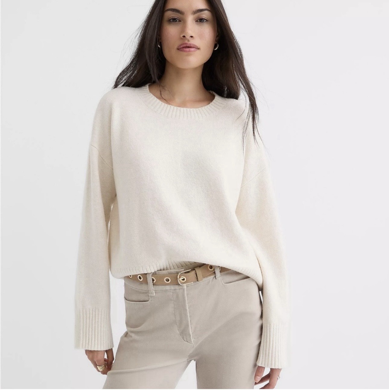 Loft Relaxed Everyday Sweater Pearl Heather Size XS