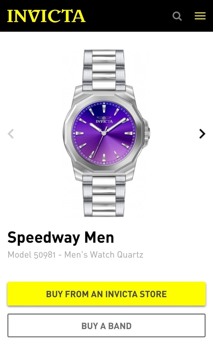 Invicta Speedway Men 50981 Watch Purple Dial Stainless Steel 42mm