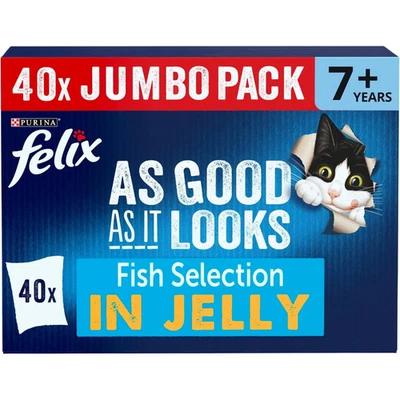 BRANDED FELIX as Good as It Looks Senior 7+ Fish Selection in Jelly Wet Cat Food 40X85G
