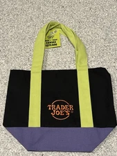 Trader Joe's Mini Canvas Tote Bag Halloween Trick Or Treat  BLACK/GREEN/PURPLE
