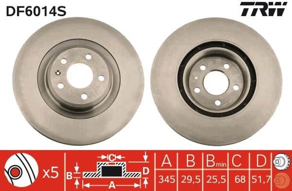 2X Bremsscheibe TRW Single DF6014S FüR A4 8TA 8RB Audi Q5 8T3 A5 B8 8F7 8K2 8K5-image