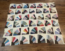 Handmade Quilt TOP ONLY Grandmother's Fan AS IS 74x65