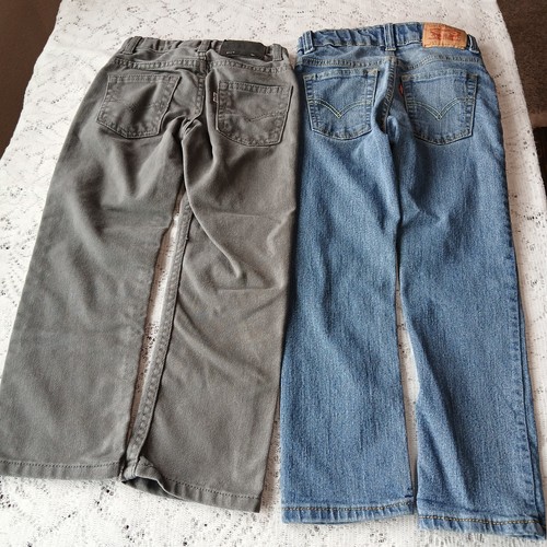 Lot Of 2 Levi 511 Slim Boys 5 Reg 20x18 Gray, 6 Reg 21x19 Blue Adjustable Waist - Picture 3 of 24