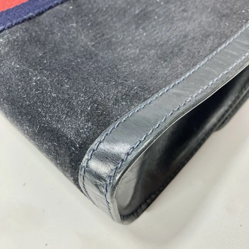 Auténtico bolso clutch GUCCI línea jerez gamuza azul marino - Imagen 10 de 24