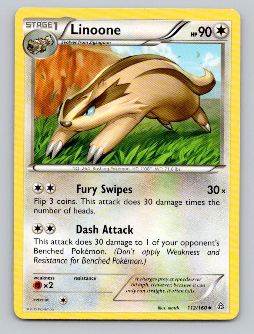 Linoone 112/160 Uncommon Primal Clash Pokemon Near Mint