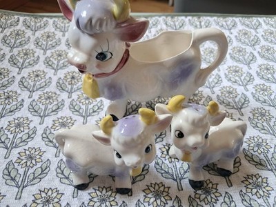 Elsie the Purple Cow Creamer & Twin Salt & Pepper Shakers Set (vintage/antiq)