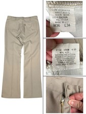 VTG 80s Levis Pants Mens 36x34 Beige Sta Prest Bootcut Scovill Zip Western USA