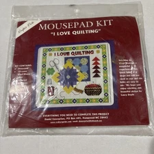 Crafters Pride Mousepad Kit Cross Stitch I Love Quilting NEW 7.5 X 8.5