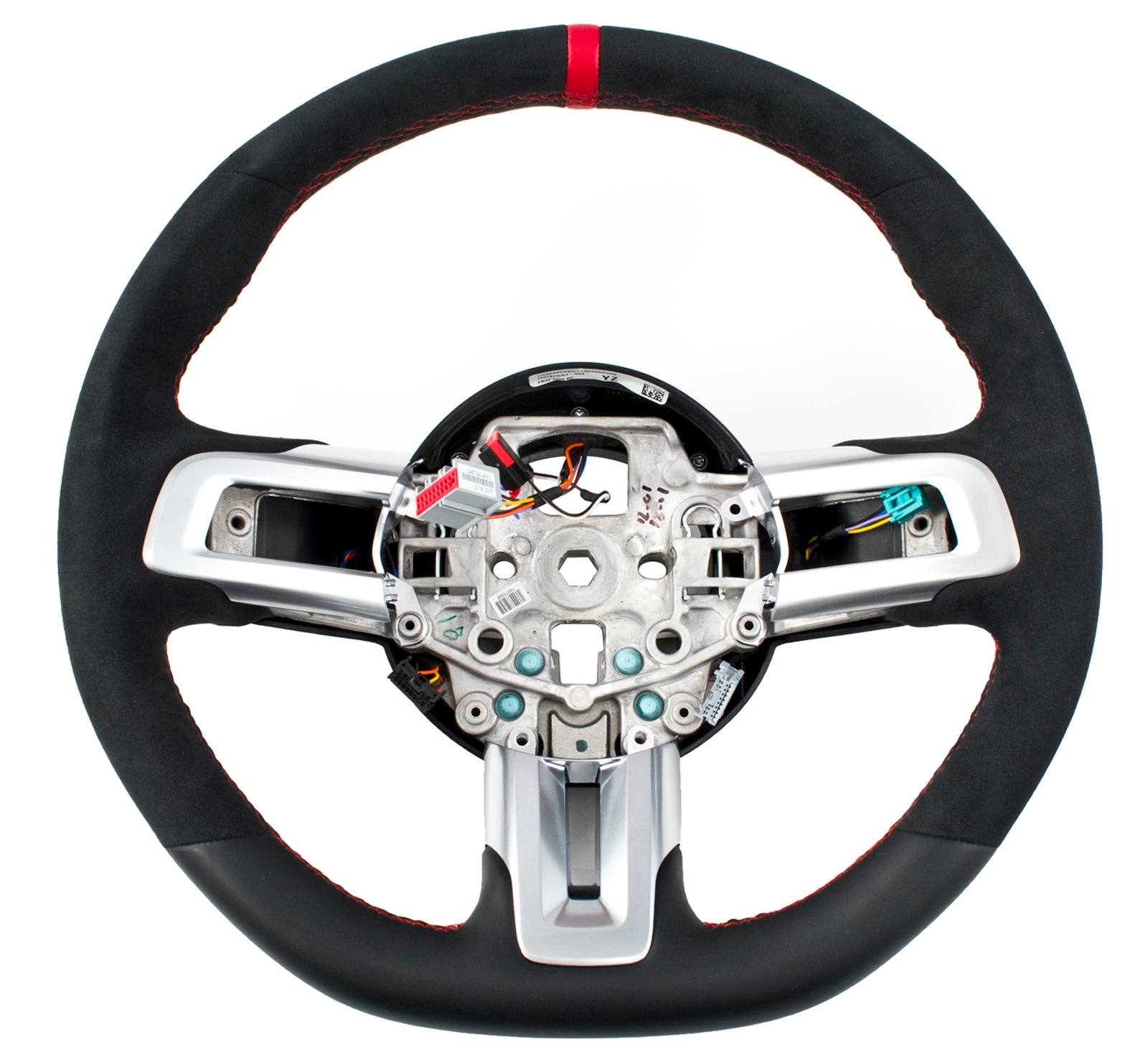 2015-2017 Mustang GT Ecoboost Steering Wheel Leather & Suede w/ Red Stitching