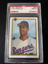 1990 Bowman Juan Gonzalez Rookie RC #492 Rangers PSA 9