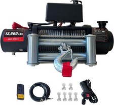 12V Electric Winch 13800LBS Synthetic Rope Waterproof Remote Control 78Ft