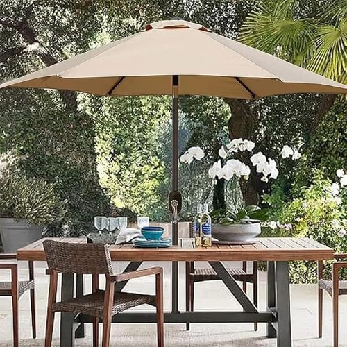 Ombrellone Da Giardino Parasole Per Balcone Con Air Vent Inclinazione BEIGE - Foto 5 di 5