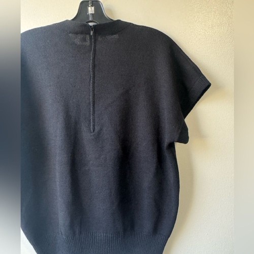 St. John Women’s Black Mock Neck Shorts Sleeve Knit Sweater Size Small Sz L - Picture 3 of 9