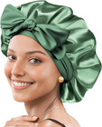 Silky Satin Bonnet for Sleeping,Double Layer Silk Hair Bonnet Women Large Wide S