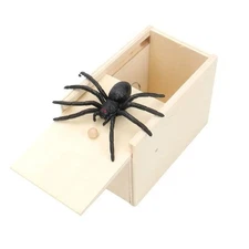 Wooden Prank Spider Scare Box Hidden in Case Trick Play Joke Scarebox Gag Toy