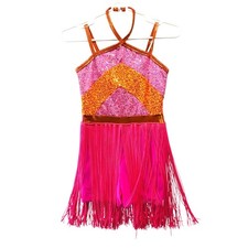 A Wish Come True Girls LC 12-14 Dance Costume Pink Sequin Raise Your Glass