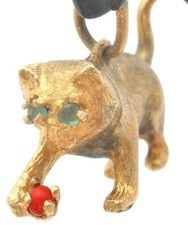 13K - 14K Gelbgold 3D Kätzchen Katze Charm/A...
