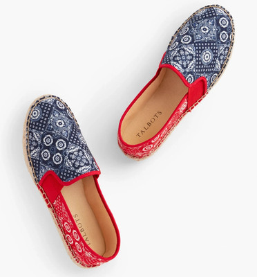 NEW TALBOTS IZZY RED WHITE & BLUE BANDANA ESPADRILLES FLATS SHOES 9