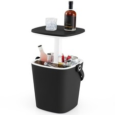 COSTWAY Portable Cooler Side Table 15L Beer and Wine Cooler with Lift Top Lid