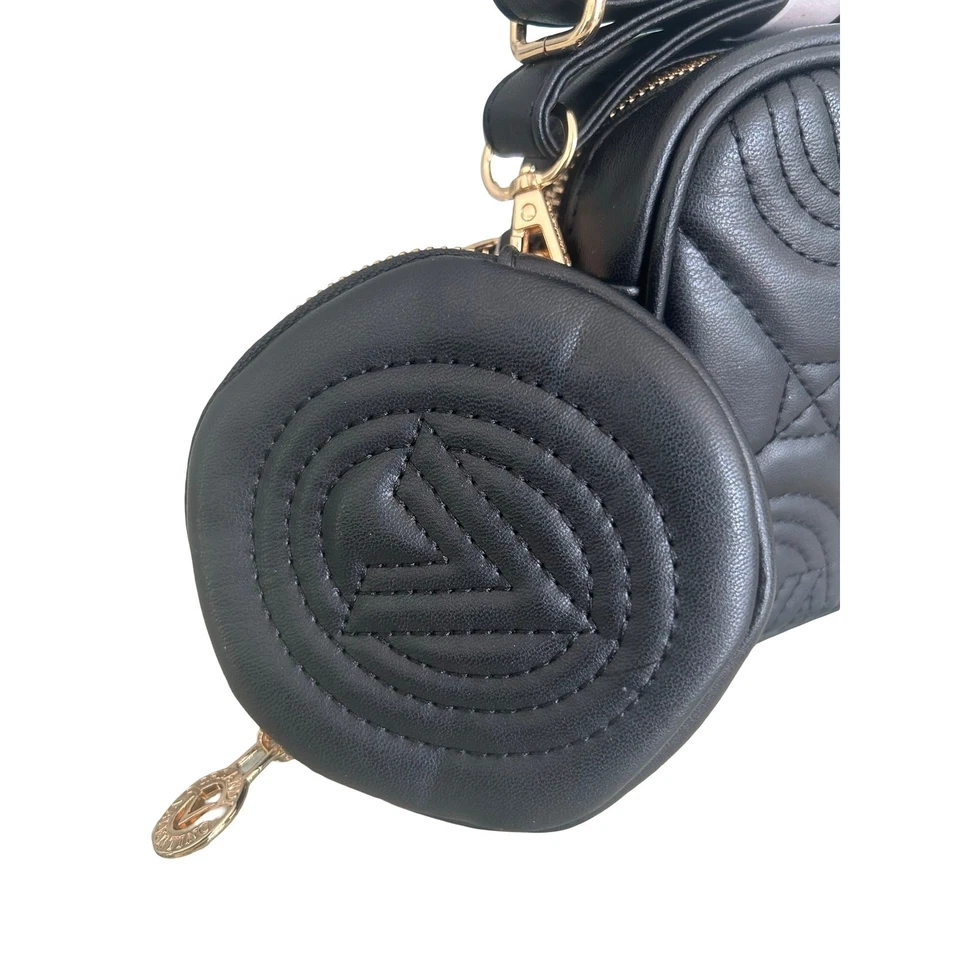 Nuevo con etiquetas Bolso Bandolera Valentino Orlandi Negro Cuero Vegano con Cartera Cambiadora $310 Foto 4 de 4