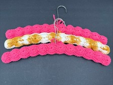 Lot Of 3 Crochet / Knit Wood Clothes Hangers Handmade - MCM Yarn