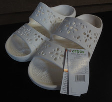 CROCS CLASSIC FLORAL CUT OUT UNISEX SANDAL - CHALK - MENS 7 WOMENS 9