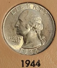 1944 P Philadelphia D Denver S San Francisco Washington Silver Quarters 25C .25