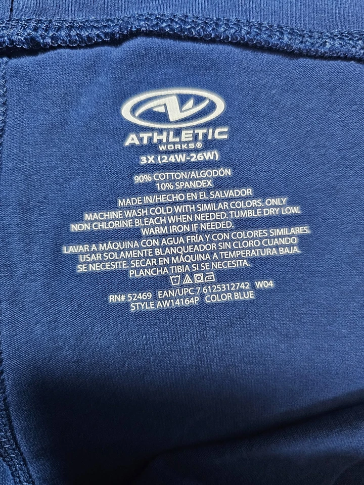 Pantalones Cortos Para Mujer Athletic Works DriWorks Apretados Talla 3X 24W-26W Azul Elástico Foto 2 de 4