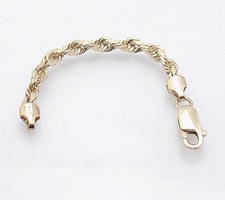 4.5mm Diamond Cut Rope Chain Necklace Extender Real Solid 14K Yellow Gold
