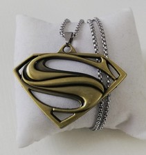 Superhero Superman Pendant 316L Stainless Steel Box Chain New.