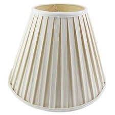 Vintage Pleated Empire Lamp Shade Eggshell Spider Harp Finial Large 7.5x16x12"