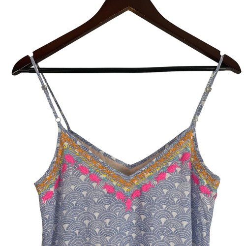 Maxikleid Tori Richard Gr. XS blau weiß Muschelprint rosa bestickt Coastal - Bild 7 von 11