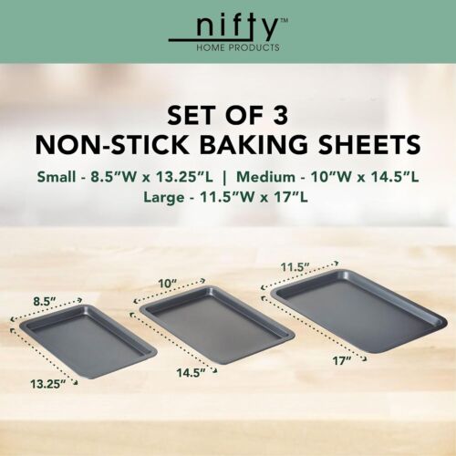 Set of 3 Non-Stick Baking Sheets - Dishwasher Safe, Oven Safe up to 450 Degrees - Picture 4 of 11