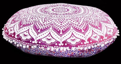 26" Inches Ombre Mandala Floor Pillow Round Cushion Covers Home Decor Gaddi